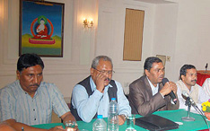 Leaders of Madhesi Janadhikar Forum at their central committee meeting in Kathmandu, Tuesday, May 19 09. The meeting is expected to decide whether to join the new government or not. nepalnews.com/ANA